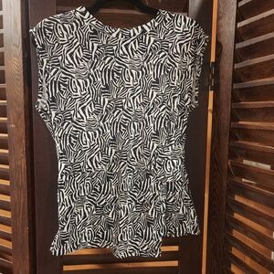 Michael Kors Black and White Patterned Blouse